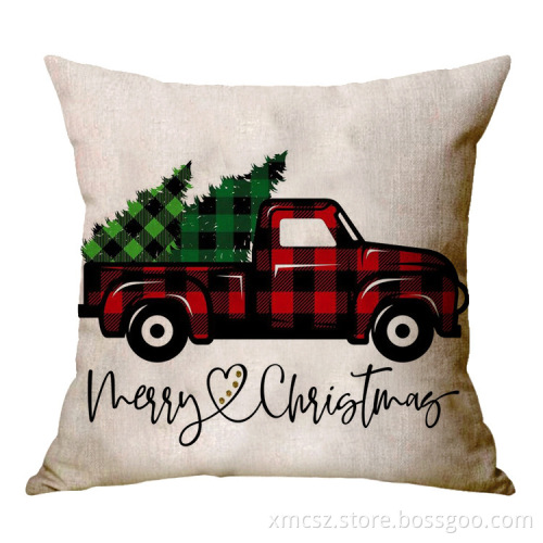 Christmas Santa Claus Cotton Linen Gift Cushion Cover